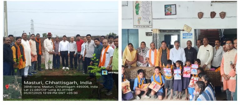 शा उ मा विद्यालय एरमसाही में हुआ संकुल स्तरीय शाला प्रवेशोत्सव,,जनप्रतिनिधियों ने लगाए पौधे