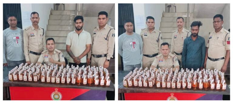 सकरी पुलिस की बड़ी कार्रवाई: 335 पाव अंग्रेजी शराब के साथ दो आरोपी गिरफ्तार