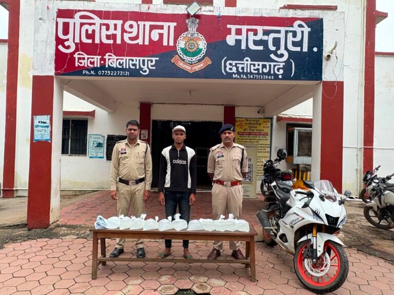 अवैध महुआ शराब परिवहन करते आरोपी गिरफ्तार, 33 लीटर शराब और बाइक जब्त