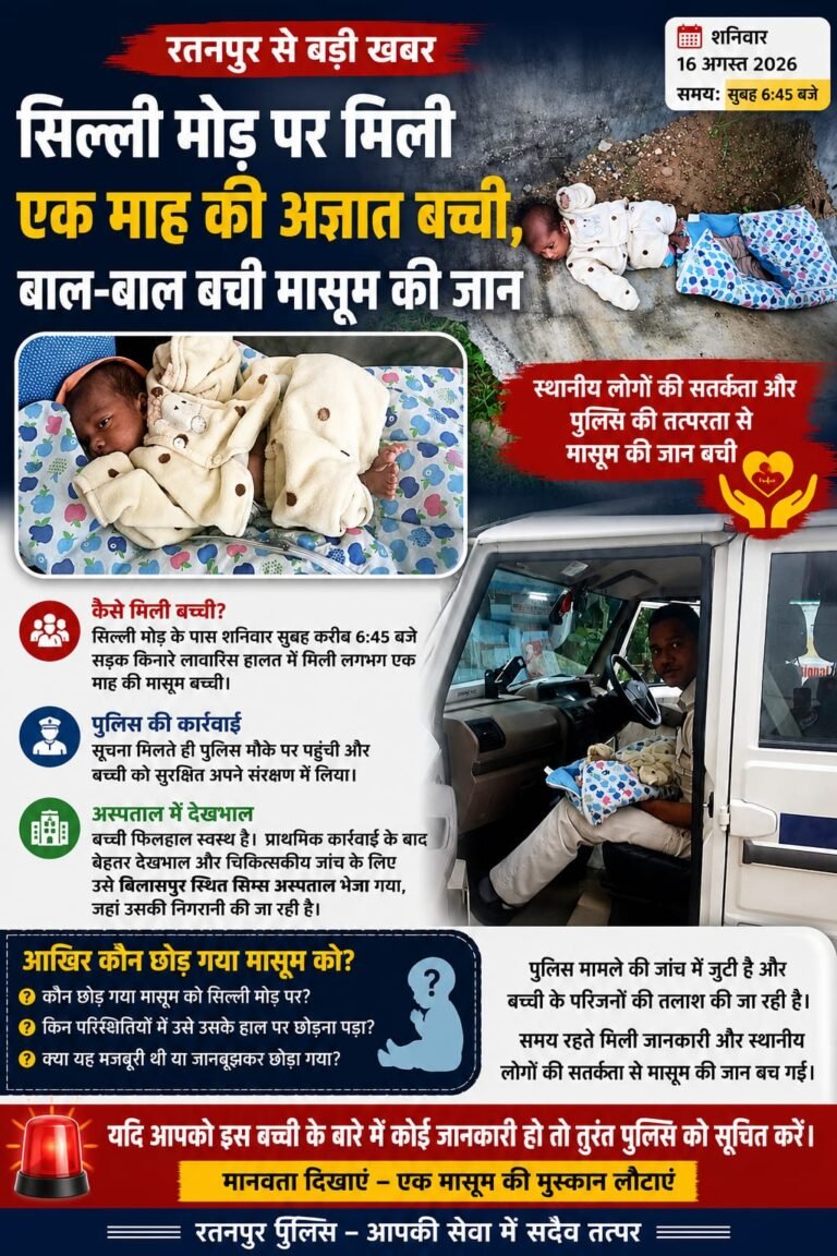 सिल्ली मोड़ पर मिली एक माह की अज्ञात बच्ची, बाल-बाल बची मासूम की जान