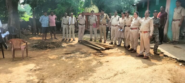 ग्राम बांधा में लकड़ी तस्करों पर पुलिस एवं वन विभाग की संयुक्त कार्रवाई, पूर्व सरपंच के घर से 31 नग सागौन की लकड़ी बरामद